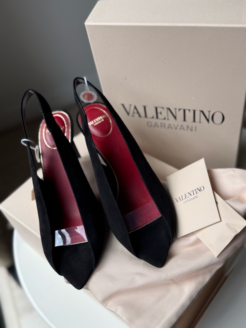Valentino Toe Révélé black sling back heels - Size 38